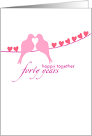 Fortieth Wedding Anniversary - Doves and Hearts card