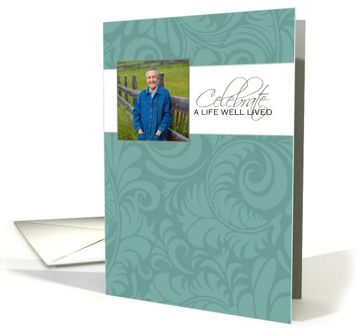 Teal Memorial Service Invitation - Customized Photo card (840729)