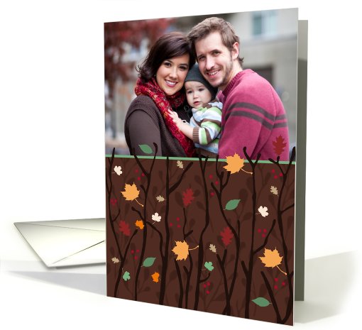Thanksgiving Leaves and Branches Customizable Photo card (846452)