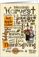 Cousin & Wife- Thanksgiving - Word Cloud card