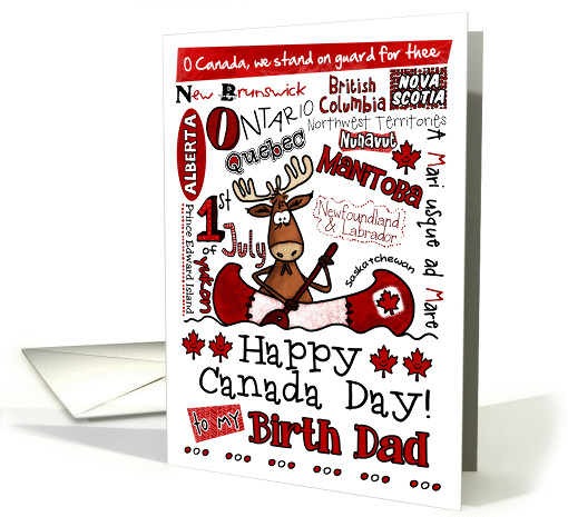 Birth Dad - Happy Canada Day - Canoe moose card (856718)