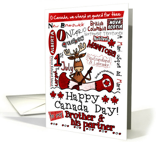 Brother & his partner - Happy Canada Day - Canoe moose card (856723)