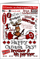 Brother & his partner - Happy Canada Day - Canoe moose card