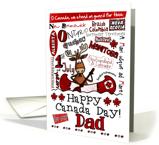 Dad - Happy Canada Day - Canoe moose card (856927)