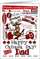 Dad - Happy Canada Day - Canoe moose card