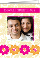 Yellow and Pink Florals - Diwali Custom Photo card
