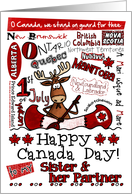 Sister & Partner - Happy Canada Day - Canoe moose card