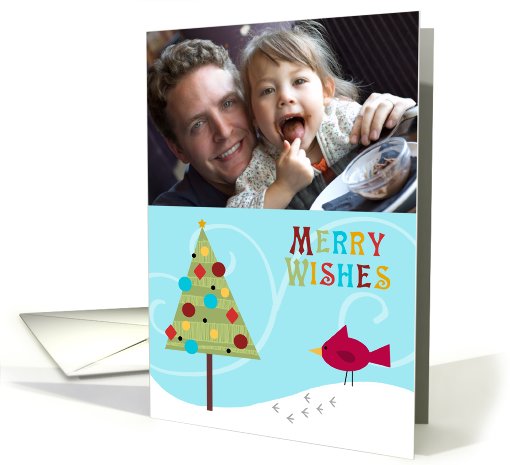 Christmas Cardinal Merry Wishes - Customized Photo card (858997)