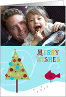 Christmas Cardinal Merry Wishes - Customized Photo card