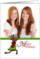 Christmas - Merry Fitness Reindeer Customized Photo card