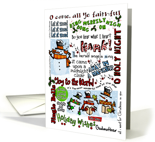 Holiday Wishes for Godmother - Caroling Snowmen card (869102)