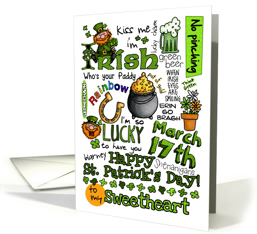 Happy St. Patrick's Day Word Art - to my Sweetheart card (910596)