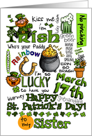 Happy St. Patrick’s Day Word Art - to my Sister card