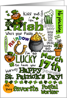 Happy St. Patrick’s Day Word Art - to favorite Postal Worker card