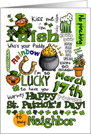 Happy St. Patrick’s Day Word Art - to my Neighbor card
