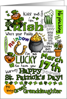 Happy St. Patrick’s Day Word Art - to my Great Granddaughter card