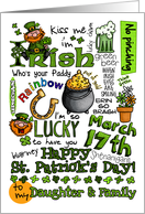 Happy St. Patrick’s Day Word Art - to my Daughter & Family card