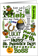 Happy St. Patrick’s Day Word Art - to my Boss card