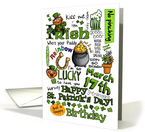 Happy St. Patrick's Day Word Art - birthday card (912576)