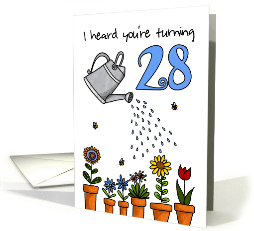 Wet My Plants - 28th Birthday card (914000)