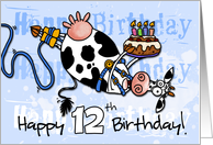 Bungee Cow Birthday - 12 years old card