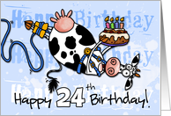 Bungee Cow Birthday - 24 years old card