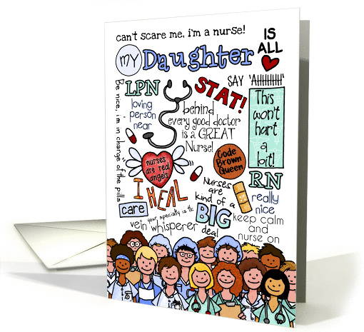 happy nurses day word cloud - for my daughter card (921249)