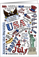 Wife - Happy 4th of July Word Cloud card