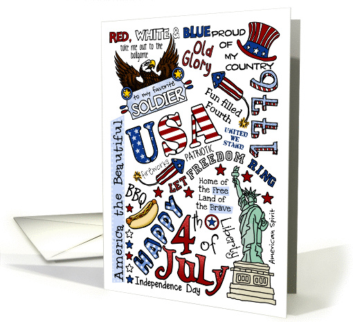 Soldier - Happy 4th of July Word Cloud card (931071)