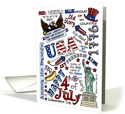 4th of July Word Cloud card (931370)