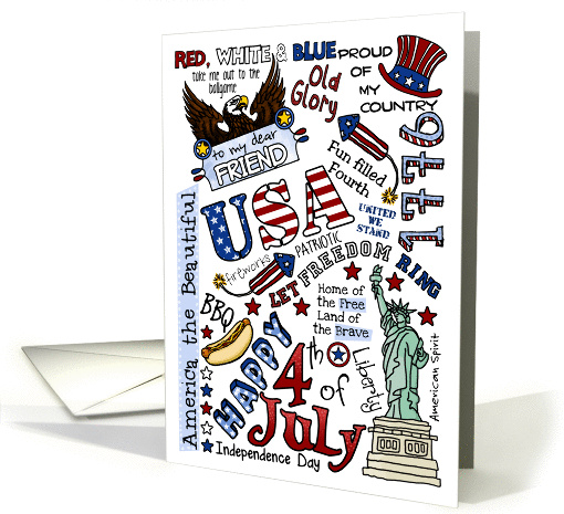 Friend - Happy 4th of July Word Cloud card (931373)