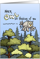 Niece - Thinking of you at summer camp - Owl card