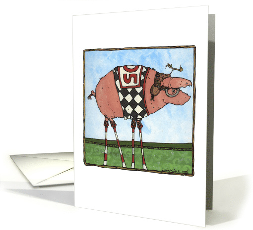 New Adress Announcement Pig on Stilts card (93631)