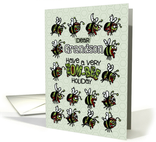 for Grandson - Zombie Christmas - Zom-bees card (989725)