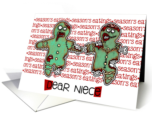 for Niece - Zombie Christmas - Season's Eatings card (991895)