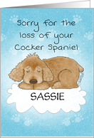 Customizable Name Sympathy Loss of Pet Dog Cocker Spaniel on Cloud card