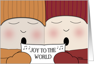 Merry Christmas Two Carolers Sing Joy to the World card