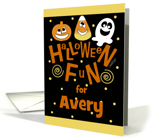 Customizable Halloween for Avery Jack O Lantern Candy Corn Ghost card
