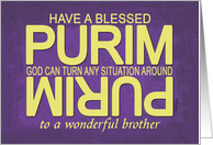 Purim Blessing for Brother-Tuned Upside Down card