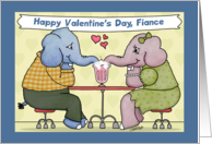 Happy Valentine’s Day for Fiance Elephants Share Milkshake card