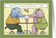 Happy Anniversary for Wife-Elephants Share Milkshake card