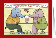 Happy Valentine’s Day to Couple Elephants Share Milkshake card