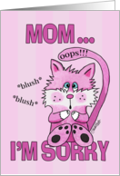 Belated Birthday to Mom Pink Blushing Cat card