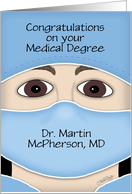 Personalized Congratulations on Medical Degree for Male Face Mask card