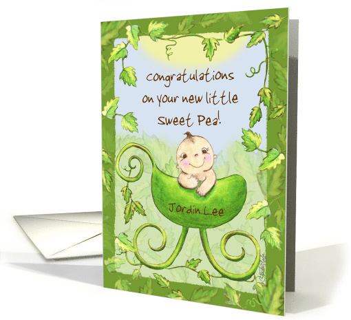 Customizable Congratulations on New Baby Baby in Pea Pod Stroller card