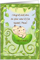 Customizable Congratulations on New Twins Baby in Pea Pod Stroller card