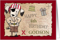 Customized Birthday for 4 year old Godson Pirate Dog and Map card