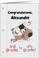 Personalized Congratulations on Graduating Third Grade Dog with Cap card