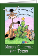 Merry Christmas from Texas Longhorn Armadillo Decorate Prickly Pear card