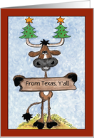 Customizable Merry Christmas from Texas Longhorn with Sign Hornaments card